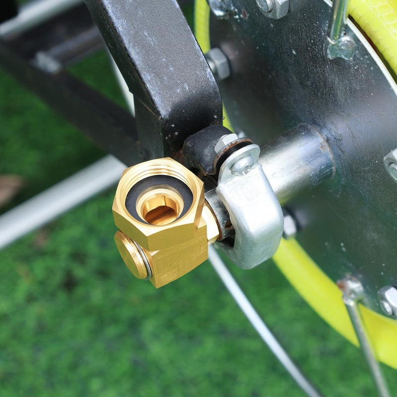SIGURANTA تركيب بديل لفائف خرطوم الحديقة، نحاس 3/4" GHT أنثوي إلى 1/2" NPT ذكر محول كوع دوار (طول 4.72 بوصة 2 قطعة) - Image 4